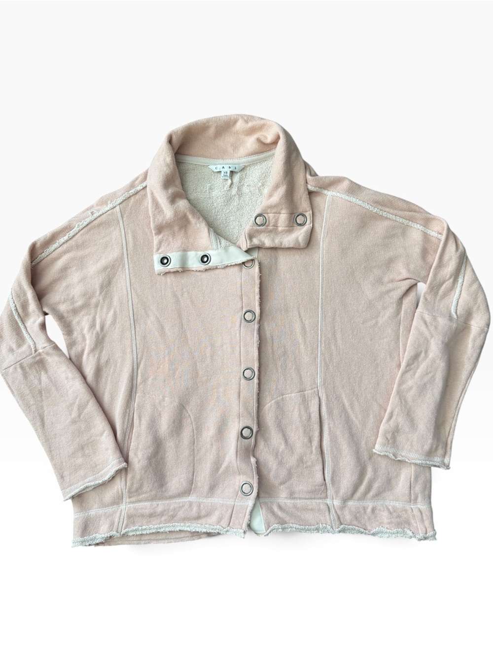 CAbi Blush Pink Raw Edge Button Down XS
